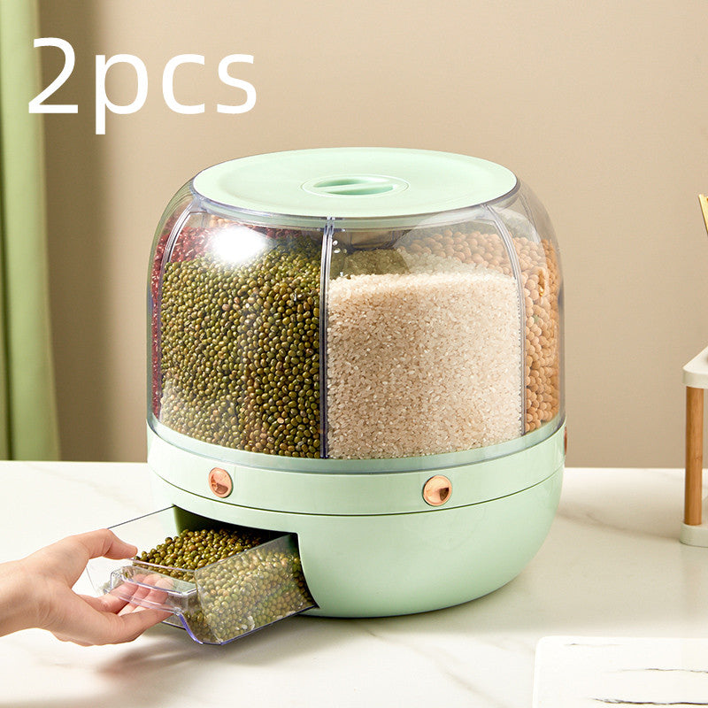 Large Food Storage Container 360 Rotating Rice Barrels Sealed Cereal D ...