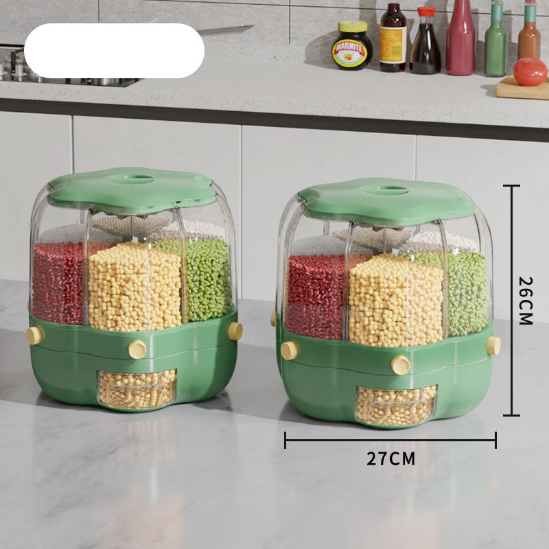 Large Food Storage Container 360 Rotating Rice Barrels Sealed Cereal D ...