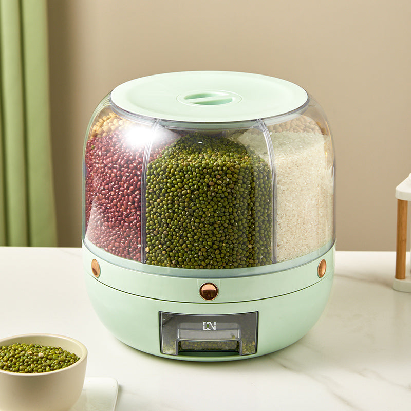Large Food Storage Container 360 Rotating Rice Barrels Sealed Cereal D ...