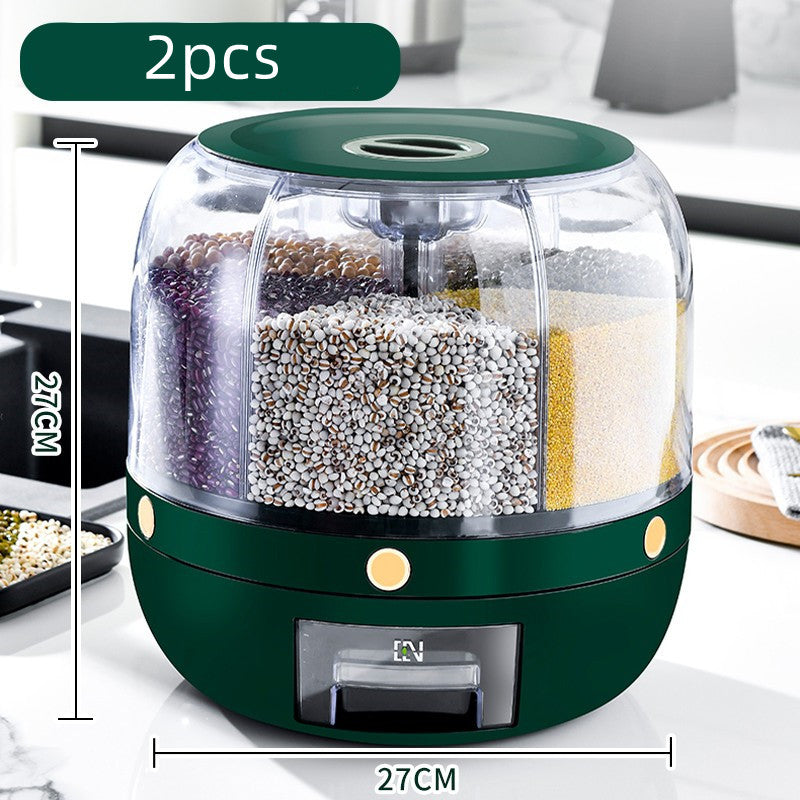 Large Food Storage Container 360 Rotating Rice Barrels Sealed Cereal D ...